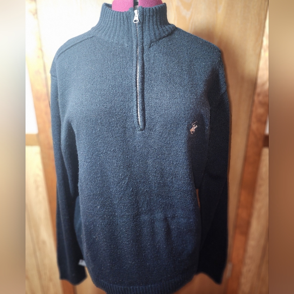 Beverly Hills Polo Club XXL 1/4 zip black sweater mens